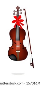 Music Instrument, An Illustration of A Beautiful Violin on White Background 