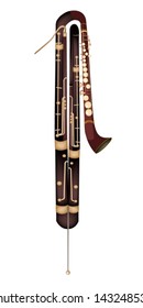 Music Instrument, An Illustration Brown Color of Vintage Classical Contrabassoon Isolated on White Background 