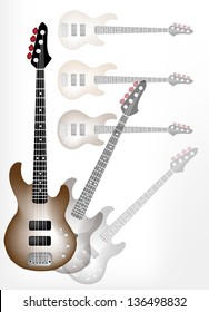 Music Instrument, An Illustration of Brown Electric Guitar on Beautiful Guitar Shadow Background with Copy Space for Text Decorated