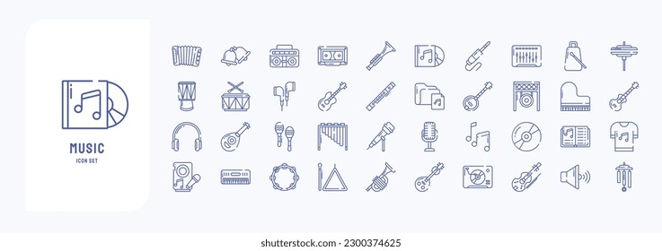 Music instrument, including icons like Accordion, Bell, Boombox, and more