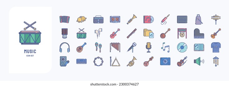 Music instrument, including icons like Accordion, Bell, Boombox, and more