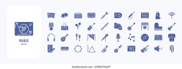 Music instrument, including icons like Accordion, Bell, Boombox, and more