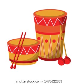 music instrument musical drums objects cartoon vector illustration graphic design