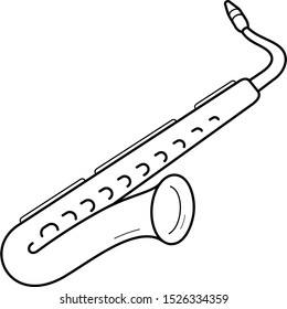 Music instrument saxophone. Vector outline icon.