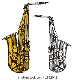 Music Instrument Series. Vector illustration of a saxophone.