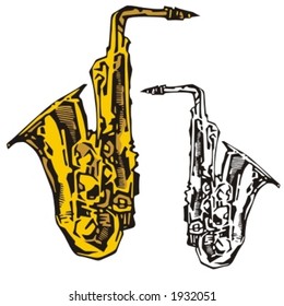 Music Instrument Series. Vector illustration of a saxophone.