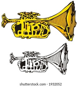 Music Instrument Series. Vector illustration of a horn.