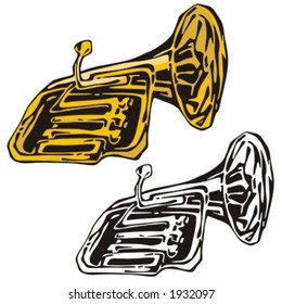 Music Instrument Series. Vector illustration of a cornet.