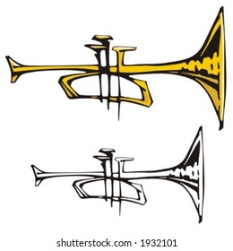 Music Instrument Series. Vector illustration of a trumpet.