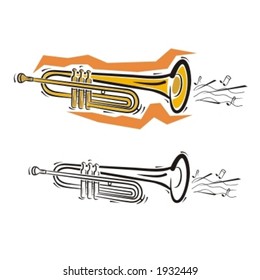 Music Instrument Series. Vector illustration of a cornet.