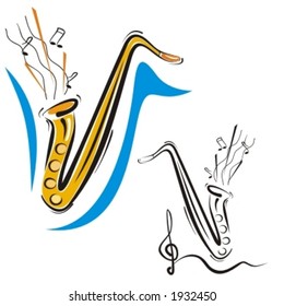 Music Instrument Series. Vector illustration of a saxophone.