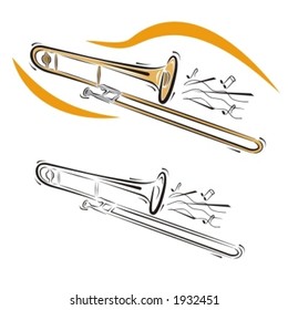 Music Instrument Series. Vector illustration of a trombone.