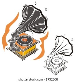 Music Instrument Series. Vector illustration of a gramophone.