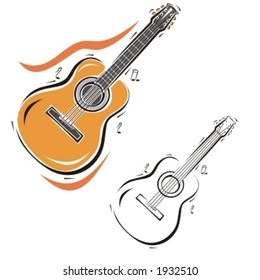 Music Instrument Series. Vector illustration of a classic guitar.