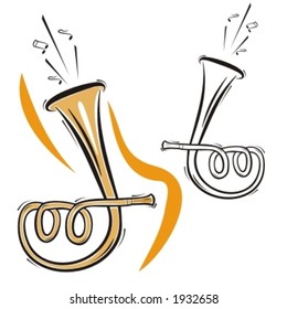 Music Instrument Series. Vector illustration of a horn.