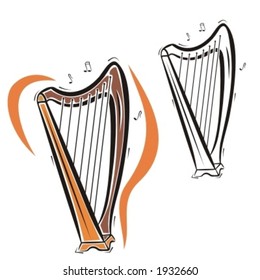 Music Instrument Series. Vector illustration of a harp.