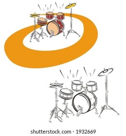 Music Instrument Series. Vector illustration of drums.