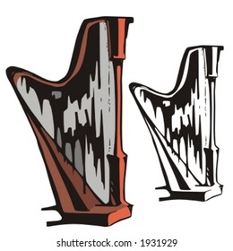 Music Instrument Series. Vector illustrations of a harp.