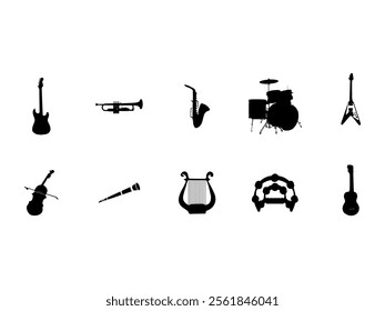 Music Instrument Silhouette Element Set