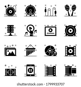Music Instrument Solid Icons Pack 