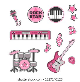 music instrument sticker pink theme girly