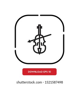 Music instrument symbol, Cello outline vector icon