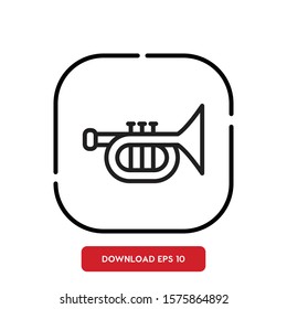 Music instrument symbol, trumpet  outline vector icon. Modern, simple flat vector illustration for web site or mobile app