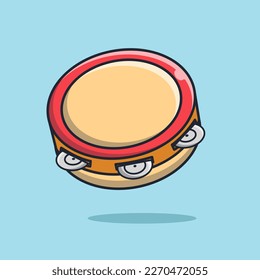 Music Instrument Tambourine Illustration, Vector, Flat Icon, Flat Design
