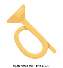 
Music instrument, trumpet icon in flat design 
