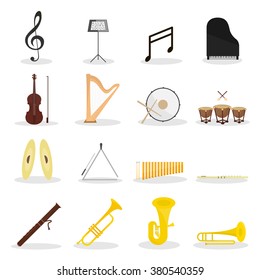 music instrument vector icon set
