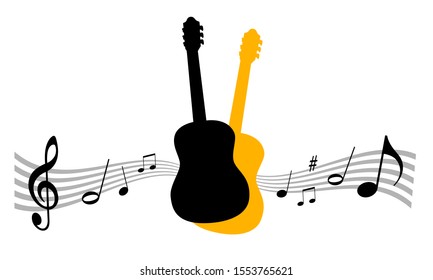 music instrument vector illustration with guitar