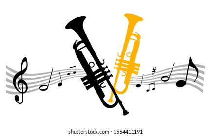 music instrument vector illustration with trumpet