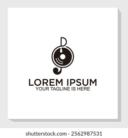 music instrument and Vinyl logo concept, music logo design vector