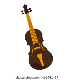 Music instrument violin isolated flat icon colorful design