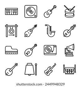 Music instrumental icon set vector illustration