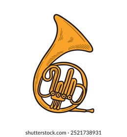 Music Instrumental Illustration Colored - French Horn