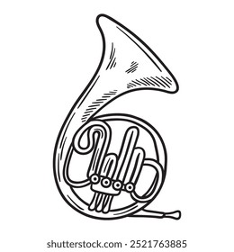 Music Instrumental Illustration Colorless - French Horn