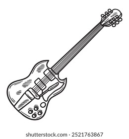Music Instrumental Illustration Colorless - Guitar