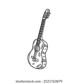 Music Instrumental Illustration Colorless - Guitar Classic