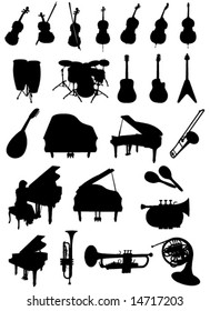 the lot of music instruments