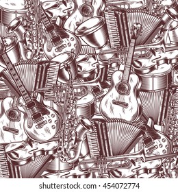 Music instruments background. Vector illustration