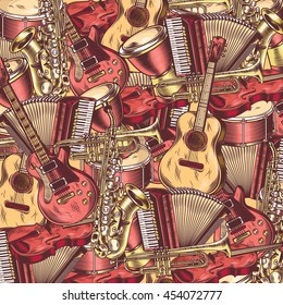 Music instruments background. Vector illustration
