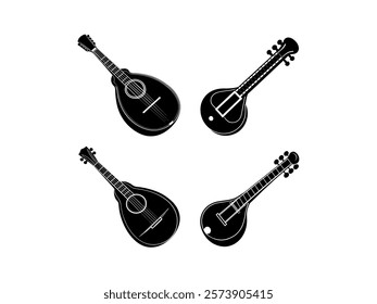 music instruments of Banjo silhouette vector