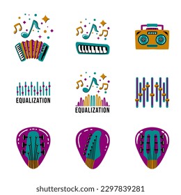 Music Instruments Collection Set Sticker Icon
