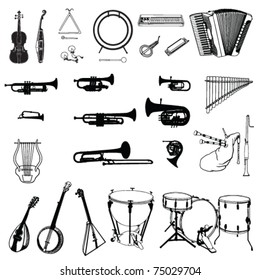 music instruments collection vector