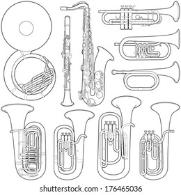 Music instruments collection - vector illustration 