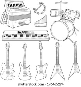 Music instruments collection - vector illustration 