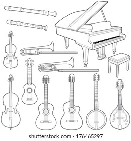 Music instruments collection - vector illustration 