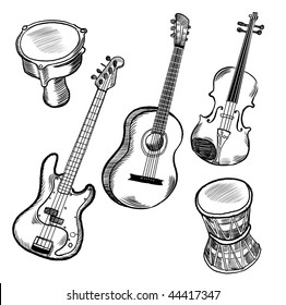 Music instruments collection. Vector illustration.