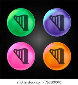 Music instruments crystal ball design icon in green - blue - pink and orange.